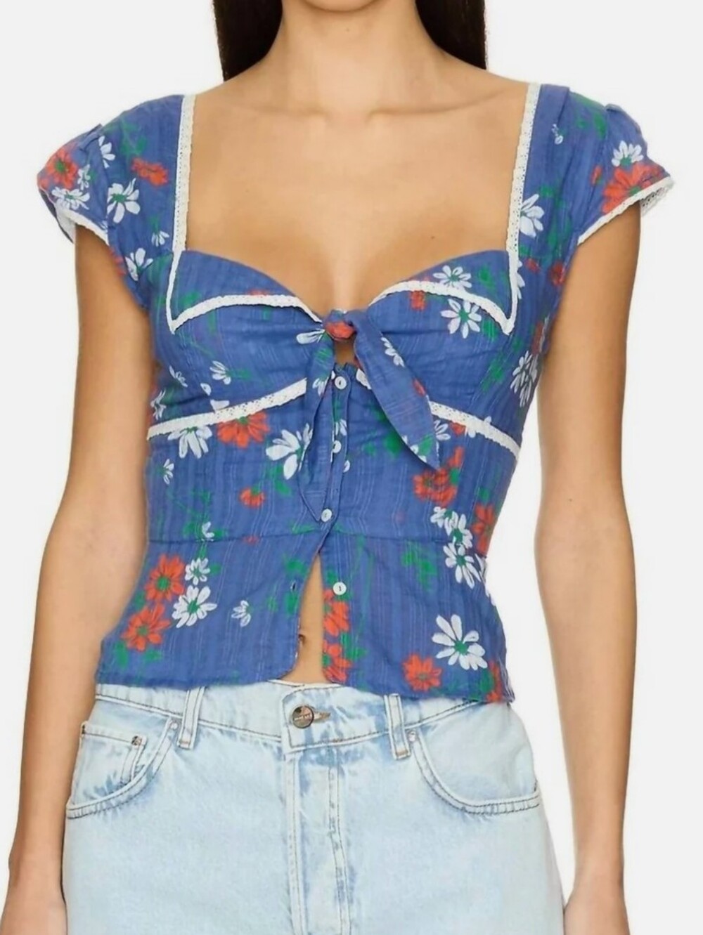Free People Call Me Baby Blouse Blue  Size Medium